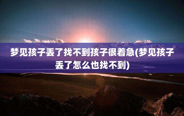梦见孩子丢了找不到孩子很着急(梦见孩子丢了怎么也找不到)