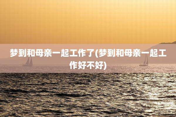 梦到和母亲一起工作了(梦到和母亲一起工作好不好)