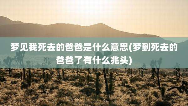 梦见我死去的爸爸是什么意思(梦到死去的爸爸了有什么兆头)