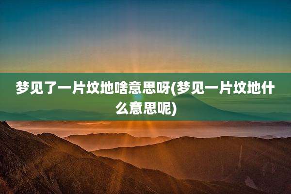 梦见了一片坟地啥意思呀(梦见一片坟地什么意思呢)