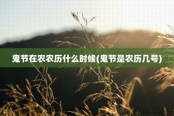 鬼节在农农历什么时候(鬼节是农历几号)
