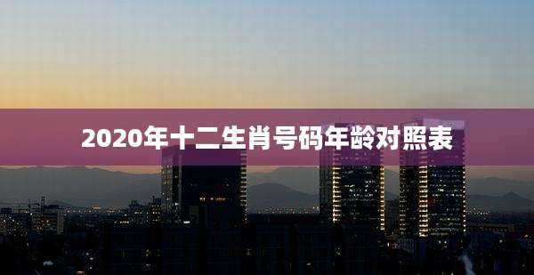 2020年十二生肖号码年龄对照表