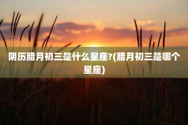 阴历腊月初三是什么星座?(腊月初三是哪个星座)