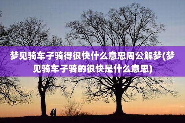 梦见骑车子骑得很快什么意思周公解梦(梦见骑车子骑的很快是什么意思)