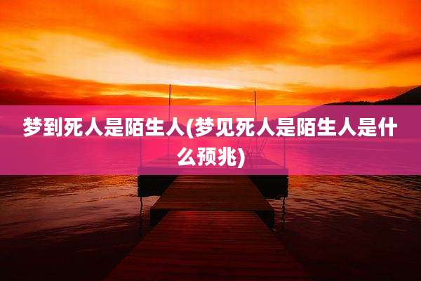 梦到死人是陌生人(梦见死人是陌生人是什么预兆)