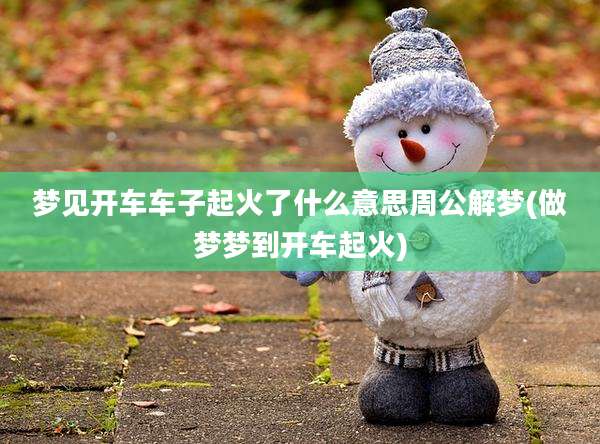 梦见开车车子起火了什么意思周公解梦(做梦梦到开车起火)