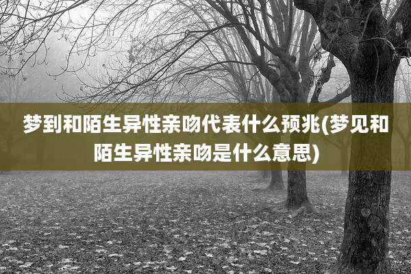梦到和陌生异性亲吻代表什么预兆(梦见和陌生异性亲吻是什么意思)