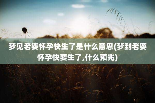 梦见老婆怀孕快生了是什么意思(梦到老婆怀孕快要生了,什么预兆)