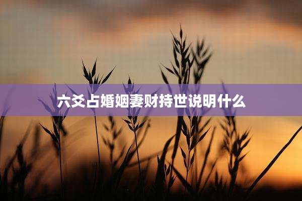 六爻占婚姻妻财持世说明什么
