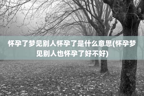 怀孕了梦见别人怀孕了是什么意思(怀孕梦见别人也怀孕了好不好)