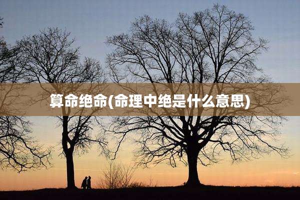 算命绝命(命理中绝是什么意思)