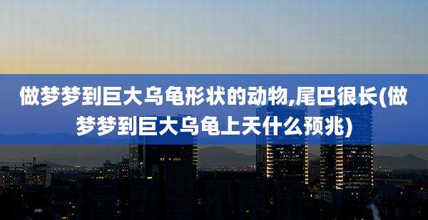 做梦梦到巨大乌龟形状的动物,尾巴很长(做梦梦到巨大乌龟上天什么预兆)