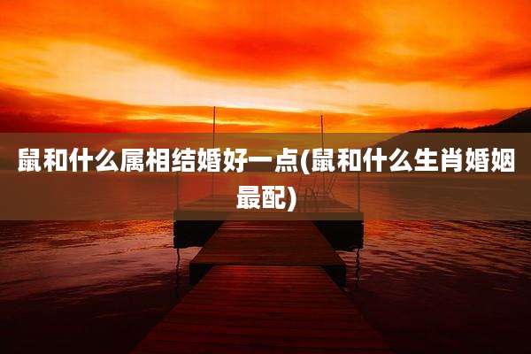 鼠和什么属相结婚好一点(鼠和什么生肖婚姻最配)