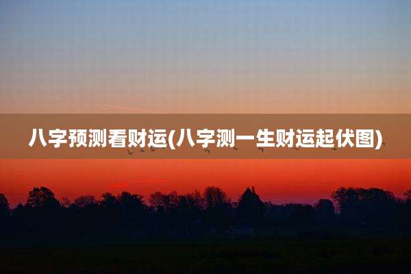 八字预测看财运(八字测一生财运起伏图)