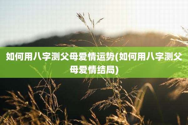 如何用八字测父母爱情运势(如何用八字测父母爱情结局)