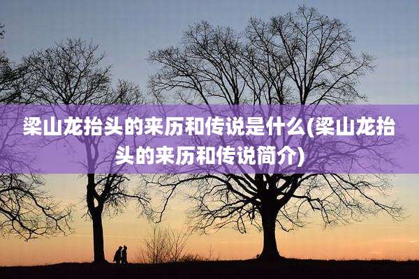 梁山龙抬头的来历和传说是什么(梁山龙抬头的来历和传说简介)