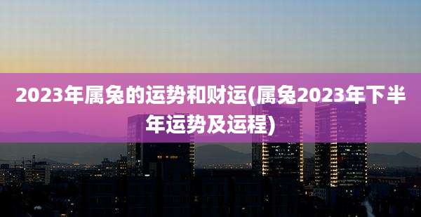 2023年属兔的运势和财运(属兔2023年下半年运势及运程)