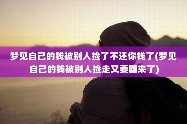 梦见自己的钱被别人捡了不还你钱了(梦见自己的钱被别人捡走又要回来了)