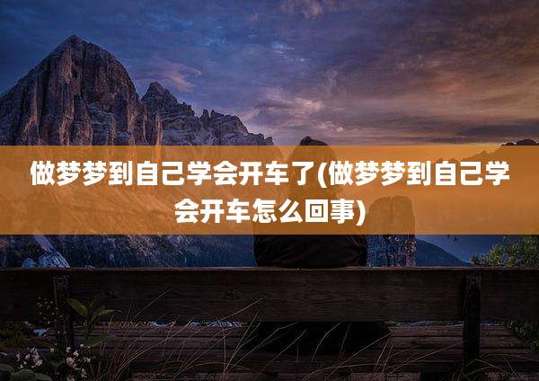 做梦梦到自己学会开车了(做梦梦到自己学会开车怎么回事)
