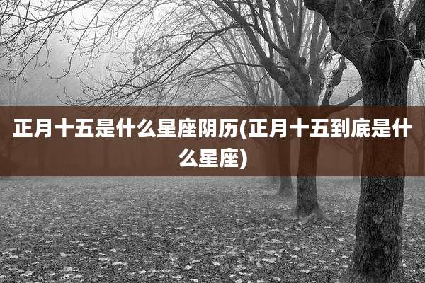 正月十五是什么星座阴历(正月十五到底是什么星座)