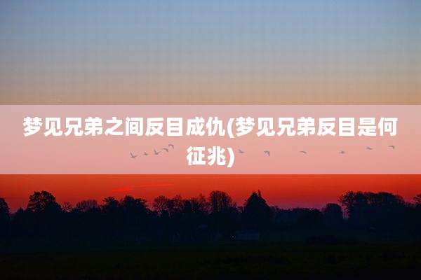 梦见兄弟之间反目成仇(梦见兄弟反目是何征兆)