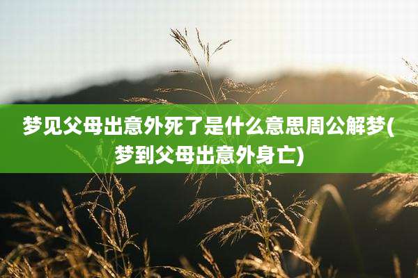 梦见父母出意外死了是什么意思周公解梦(梦到父母出意外身亡)