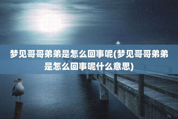 梦见哥哥弟弟是怎么回事呢(梦见哥哥弟弟是怎么回事呢什么意思)