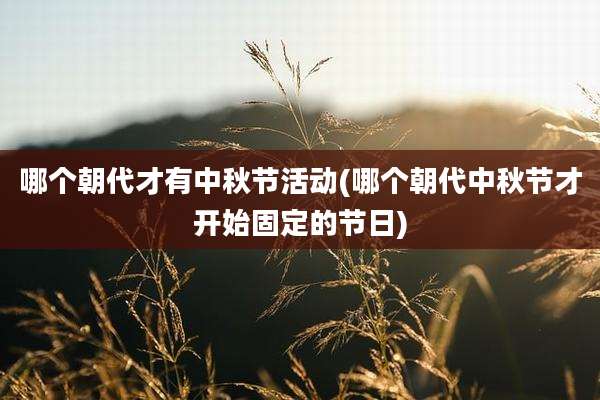 哪个朝代才有中秋节活动(哪个朝代中秋节才开始固定的节日)