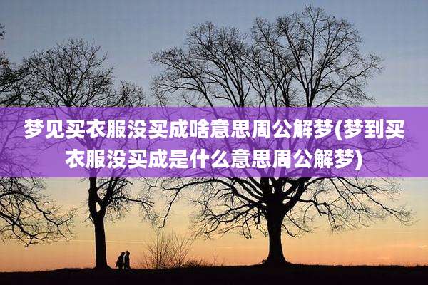 梦见买衣服没买成啥意思周公解梦(梦到买衣服没买成是什么意思周公解梦)