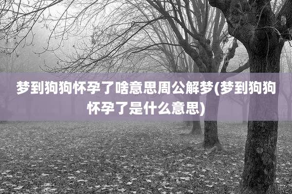 梦到狗狗怀孕了啥意思周公解梦(梦到狗狗怀孕了是什么意思)