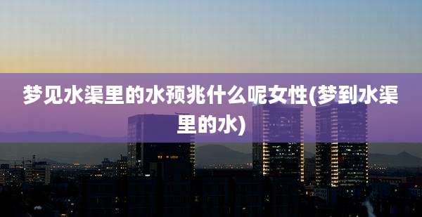 梦见水渠里的水预兆什么呢女性(梦到水渠里的水)