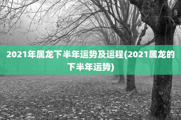 2021年属龙下半年运势及运程(2021属龙的下半年运势)