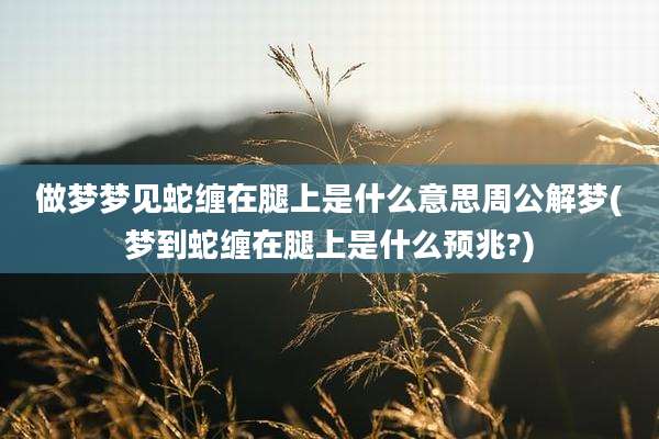 做梦梦见蛇缠在腿上是什么意思周公解梦(梦到蛇缠在腿上是什么预兆?)