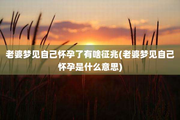 老婆梦见自己怀孕了有啥征兆(老婆梦见自己怀孕是什么意思)