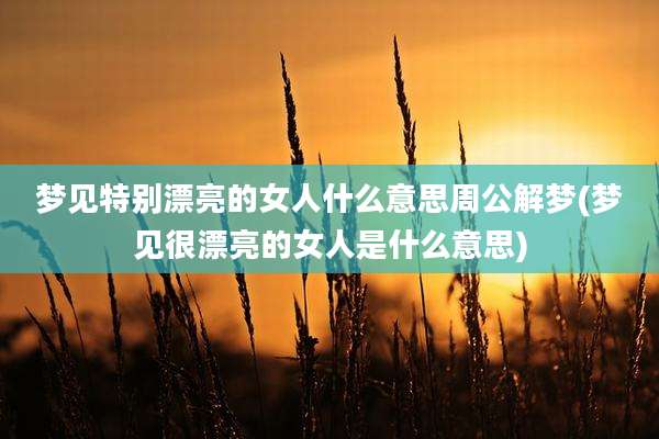 梦见特别漂亮的女人什么意思周公解梦(梦见很漂亮的女人是什么意思)