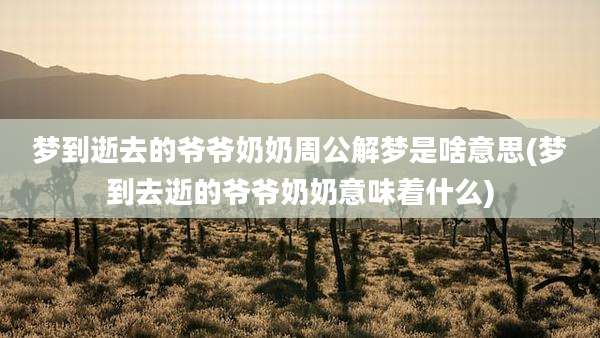 梦到逝去的爷爷奶奶周公解梦是啥意思(梦到去逝的爷爷奶奶意味着什么)
