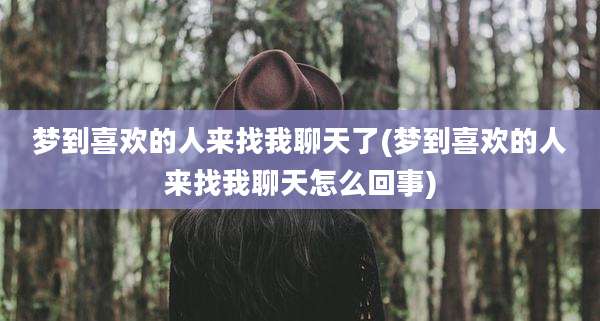 梦到喜欢的人来找我聊天了(梦到喜欢的人来找我聊天怎么回事)