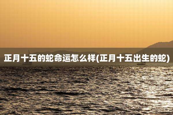 正月十五的蛇命运怎么样(正月十五出生的蛇)