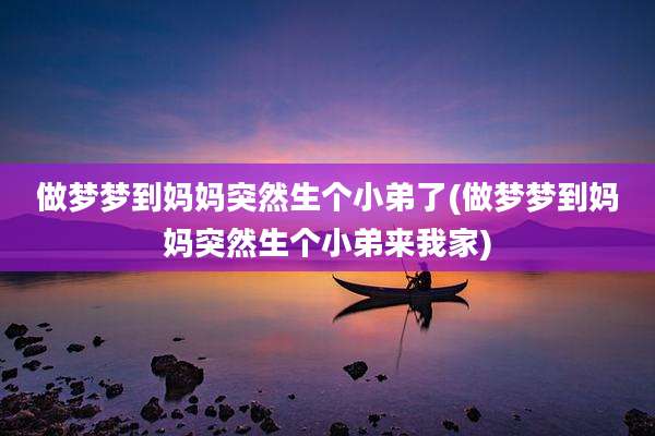做梦梦到妈妈突然生个小弟了(做梦梦到妈妈突然生个小弟来我家)