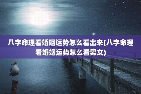 八字命理看婚姻运势怎么看出来(八字命理看婚姻运势怎么看男女)