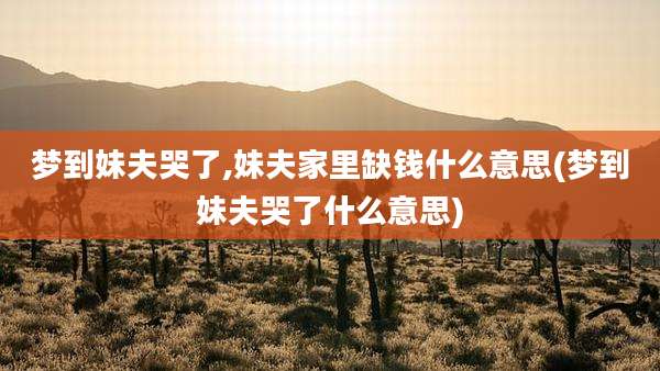 梦到妹夫哭了,妹夫家里缺钱什么意思(梦到妹夫哭了什么意思)