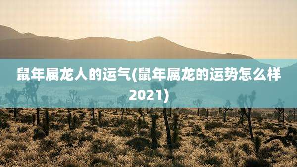 鼠年属龙人的运气(鼠年属龙的运势怎么样2021)