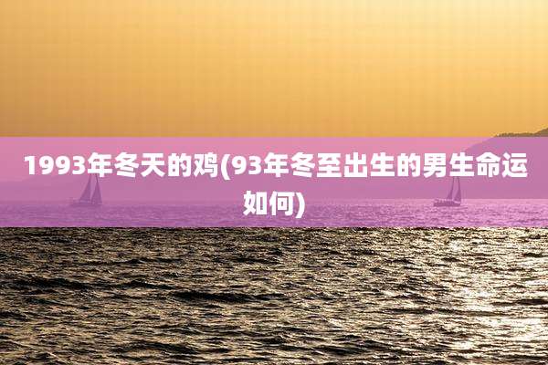 1993年冬天的鸡(93年冬至出生的男生命运如何)