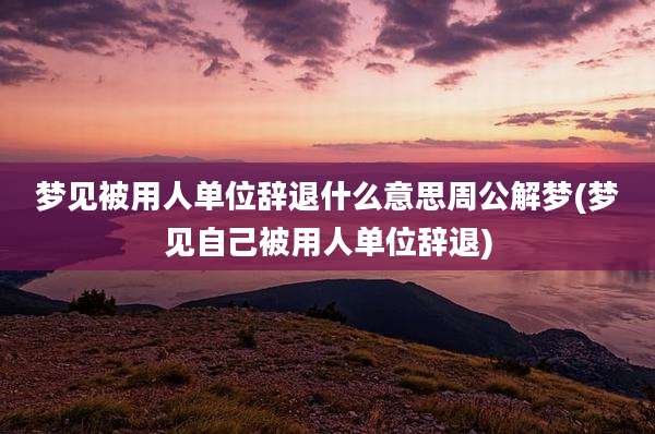 梦见被用人单位辞退什么意思周公解梦(梦见自己被用人单位辞退)