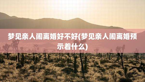 梦见亲人闹离婚好不好(梦见亲人闹离婚预示着什么)