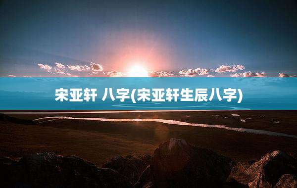 宋亚轩 八字(宋亚轩生辰八字)