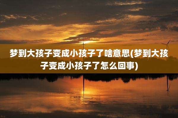 梦到大孩子变成小孩子了啥意思(梦到大孩子变成小孩子了怎么回事)