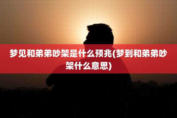 梦见和弟弟吵架是什么预兆(梦到和弟弟吵架什么意思)