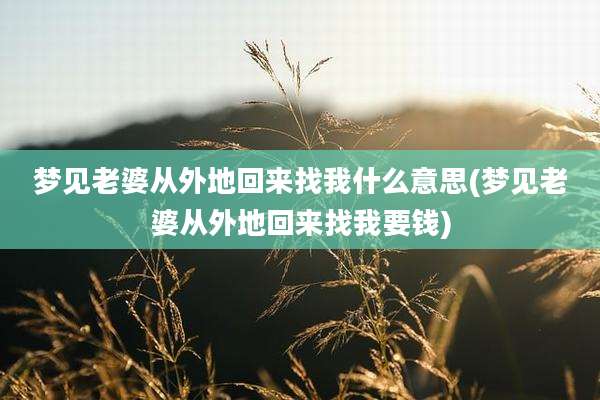 梦见老婆从外地回来找我什么意思(梦见老婆从外地回来找我要钱)