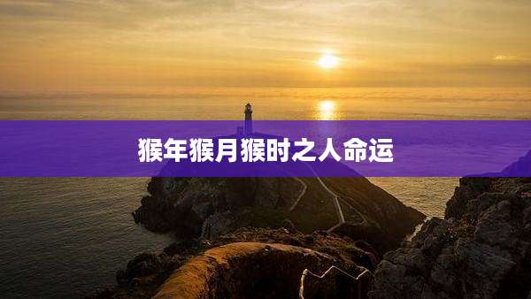 猴年猴月猴时之人命运